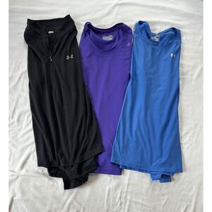 Lot of Three Women's Under Armour Pull Over Shirts, Size Medium, Blue/Black
